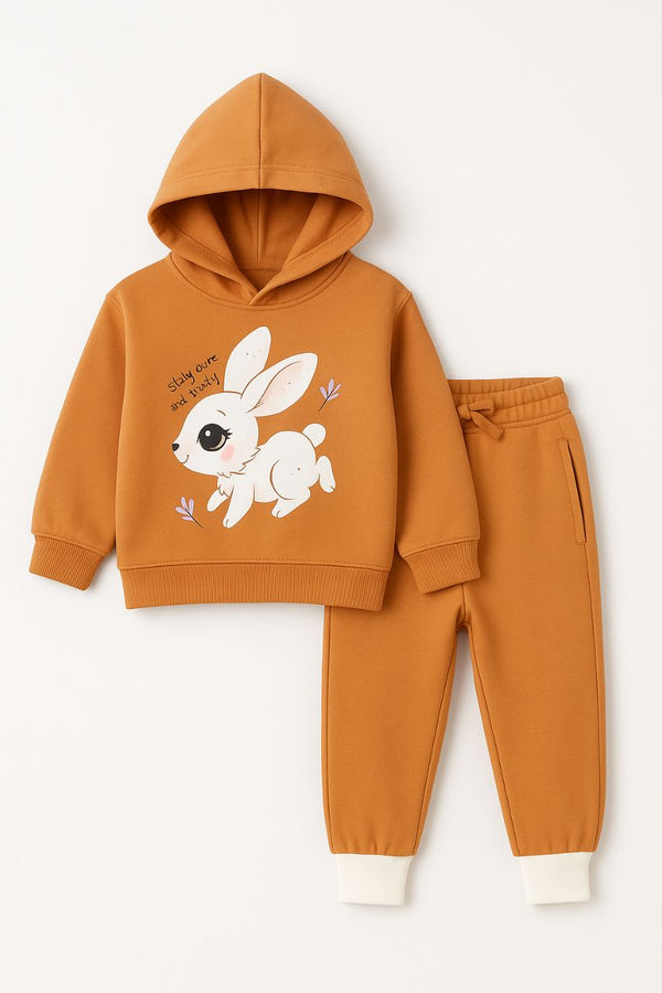 Cute Bunny Print Hoodie & Jogger Set for Kids