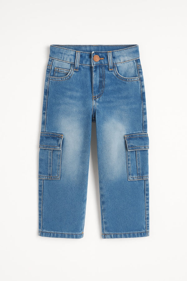 Kids Light Blue Denim Cargo Jeans – Soft, Stylish & Everyday Comfort