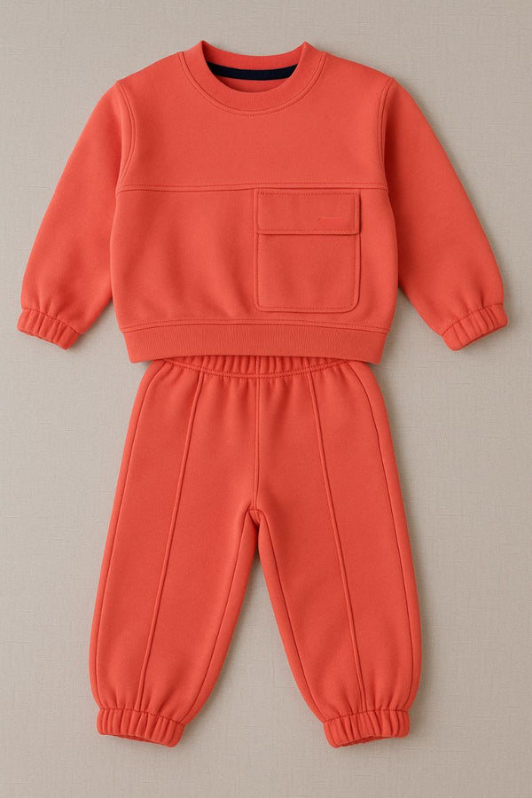 Peach Pink Sweatshirt & Jogger Set for Girls