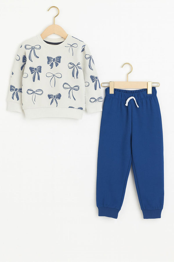 Blue bow cozy tracksuit