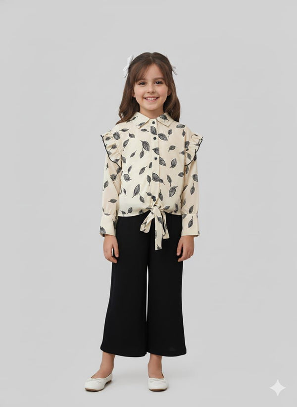 Beautiful Leaf printed set girls