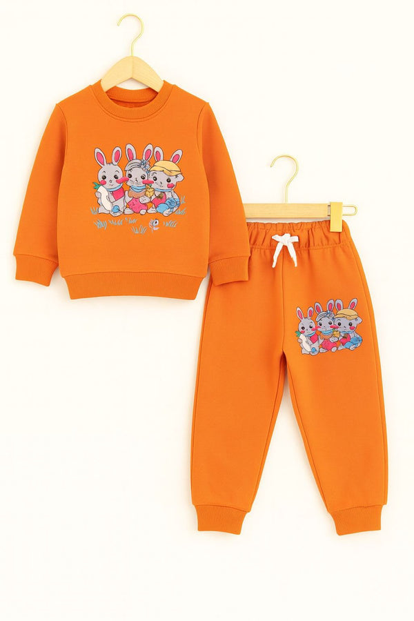 Orange bunny 🐰 cozy embroidery tracksuit.