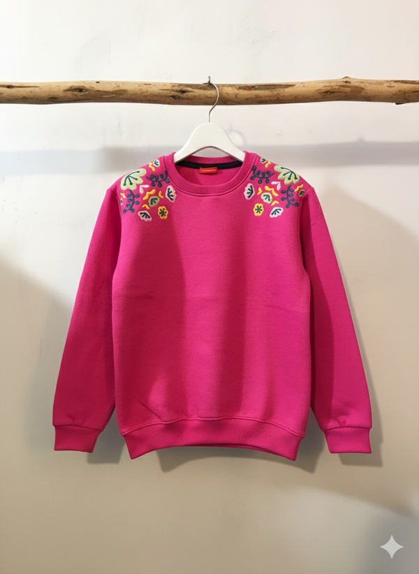 Pinkish embroidery sweatshirt girl