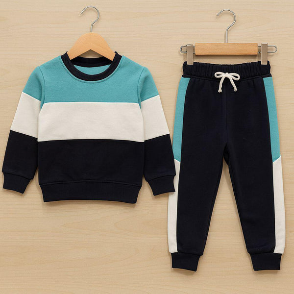 Teal strip cozy tracksuit boys